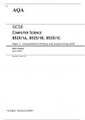 AQA GCSE COMPUTER SCIENCE Paper 1A, 1B and 1C JUNE 2023 MARK SCHEME: Computational thinking and programming skills