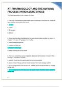 ATI PHARMACOLOGY AND THE NURSING PROCESS ANTIDIABETIC DRUGS LATEST TEST