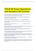 TDLR 20 Exam Questions and Answers All Correct