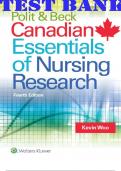 TEST BANK for Polit & Beck Canadian Essentials of Nursing Research 4th Edition Woo Kevin | All Chapters 1-18