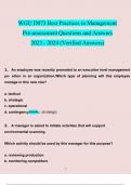 WGU D073 Best Practices in Management  Pre-assessment  questions and answers Latest 2023 - 2024 (verified answers)