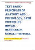 Test Bank - Principles of Anatomy and Physiology, 12th Edition, by Bryan Derrickson, Gerald Tortora