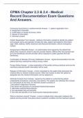 CPMA Chapter 2.3 & 2.4 - Medical Record Documentation Exam Questions And Answers.