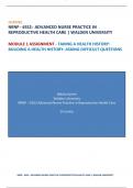 NRNP 6552 WEEK 1 - MODULE 1 ASSIGNMENT : TAKING A HEALTH HISTORY:BUILDING A HEALTH HISTORY: ASKING DIFFICULT QUESTIONS | ADVANCED NURSE PRACTICE IN REPRODUCTIVE HEALTH CARE 