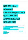 NSG 531 -Rush - Advanced  Pharmacology - Exam 3 QUESTION AND  ANSWERS LATEST  UPDATE 2023