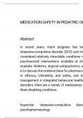 MEDICATION SAFETY IN PEDIATRIC OBSESSIVE-COMPULSIVE DISOObsessive-compulsive disorder (OCD) and chronic tic disorders (CTDs) can be highly impairing conditions which affect a wide range of youth. Multiple prevalence estimates for children and adolescents 