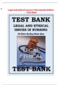 TEST BANK FOR LEGAL & ETHICAL ISSUES IN NURSING, 6TH EDITION BY GINNY WACKER GUIDO