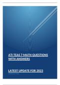 ATI TEAS 7 Math Questions with Answers   LATEST UPDATE FOR 2023 VERIFIED 2023