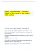   Arthrex Sports Medicine Onboarding Module #4 Test questions and answers 100% verified.