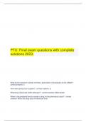  PTU: Final exam questions with complete solutions 2023.