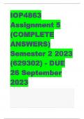 IOP4863 Assignment 5 (COMPLETE ANSWERS) Semester 2 2023 (629302) - DUE 26 September 2023