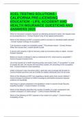  XCEL TESTING SOLUTIONS - CALIFORNIA PRE-LICENSING EDUCATION - LIFE, ACCIDENT AND HEALTH INSURANCE QUESTIONS AND ANSWERS 2023