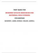 TEST BANK FOR MCKINNEY EVOLVE RESOURCES FOR MATERNAL-CHILD NURSING 5TH EDITION MCKINNEY, JAMES, MURRAY, NELSON, ASHWILL