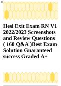 Hesi Exit Exam RN V1 2022/2023 Screenshots and Review Questions ( 160 Q&A )Best Exam Solution Guaranteed success Graded A+