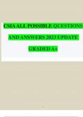 CSIA ALL POSSIBLE QUESTIONS AND ANSWERS 2023 UPDATE GRADED A+