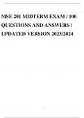 MSE 201 MIDTERM EXAM / 100 QUESTIONS AND ANSWERS / UPDATED VERSION 2023/2024