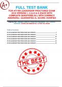 FULL TEST BANK FOR; ATI RN LEADERSHIP PROCTORED EXAM 2019 VERSION 1, 2,3,4,5 & 6 (EACH WITH COMPLETE QUESTIONS ALL WITH CORRECT ANSWERS) | GUARANTEE A+ SCORE |VERIFIED