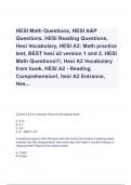 HESI A2 V2 QUESTIONS AND ANSWERS GRAMMAR,VOCABULARY, READING COMPREHENSION, MATH, A&P,BIOLOGY AND CHEMISTRY LATEST UPDATE (A+ GRADED 100% VERIFIED)