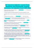 NC Insurance Adjuster License Exam Questions and Answers 2023