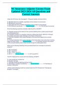 NC Insurance Adjuster License Exam Updated 2023-2024 All Questions and Correct Answers