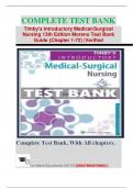 COMPLETE TEST BANK For Timby's Introductory Medical-Surgical Nursing 13th Edition Moreno Test Bank Guide {Chapter 1-72) |Verified