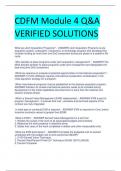 CDFM Module 4 Q&A  VERIFIED SOLUTIONS