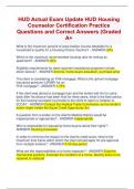 HUD Actual Exam Update HUD Housing  Counselor Certification Practice Questions and Correct Answers (Graded  A+