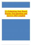 GA Esthetician State Board Practice Test Questions and Answers 2023 complete