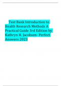 Test Bank Introduction to  Health Research Methods A  Practical Guide 3rd Edition by  Kathryn H. Jacobsen- Perfect  Answers 2023