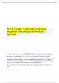  CSCE Dental Hygiene Board Review questions and answers verified and updated.