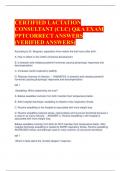 CERTIFIED LACTATION  CONSULTANT (CLC) Q&A EXAM  PPTCORRECT ANSWERS (VERIFIED ANSWERS)