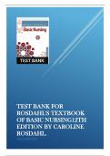 TEST BANK FOR ROSDAHL'S TEXTBOOK OF BASIC NURSING12TH EDITION BY CAROLINE ROSDAHL