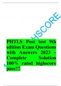 PHTLS Post test 9th edition Exam Questions with Answers 2023 – Complete Solution 100% rated highscore pass!!!