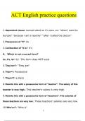 ACT English practice questions and answers latest 2023 - 2024 [100% correct answers]