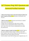 ACT Science Prep questions and answers latest 2023 - 2024 [100% correct answers]