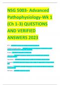 NSG 5003- Advanced  Pathophysiology-Wk 1  (Ch 1-3) QUESTIONS  AND VERIFIED  ANSWERS 2023