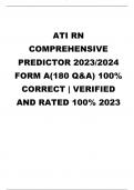 ATI RN  COMPREHENSIVE  PREDICTOR 2023/2024  FORM A(180 Q&A) 100%  CORRECT | VERIFIED  AND RATED 100% 2023