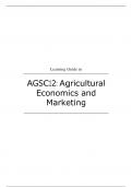 AGRICULTURAL ECONOMICS AND MARKETING