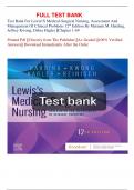 Test Bank for Lewis's Medical-Surgical Nursing: Assessment and Management of Clinical Problems 12th Edition By Marianne M. Harding, Jeffrey Kwong, Debra Hagler Chapter 1-69 Complete Guide A+