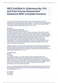 ISC2 Certified in Cybersecurity: Pre and Post Course Assessment Questions With Complete Answers.