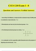 CHEM 210 Module Exams' 1, 2, 3, 4, 5, 6, 7, 8, Newest Questions and Answers (2023/2024) (Verified by Expert)