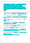 Developing Leaders - Leading Marines/ Developing Leaders and Leading Marines Exam Updated Versions with Questions and Answers Updated 2023- 2024