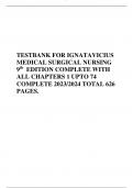 TESTBANK FOR IGNATAVICIUS MEDICAL SURGICAL NURSING 9 th  EDITION COMPLETE WITH ALL CHAPTERS 1 UPTO 74 COMPLETE 2023/2024 TOTAL 626 PAGES.