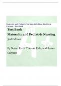 Maternity and Pediatric Nursing 4th Edition Ricci Kyle Carman – Test-Bank Test Bank Maternity and Pediatric Nursing 3rd Edition By Susan Ricci, Theresa Kyle, and Susan Carman Contents Chapter 1- Perspectives on Maternal, Newborn, and Women’s Health Care .