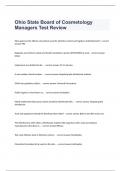 Ohio State Board of Cosmetology Managers Test Review questions and complete correct answers