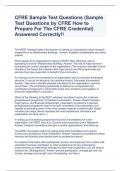 CFRE Sample Test Questions (Sample Test Questions by CFRE How to Prepare For The CFRE Credential) Answered Correctly!!