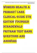 WOMENS HEALTH A PRIMARY CARE CLINICAL GUIDE 5TH EDITION YOUNGKIN SCHADEWALD  PRITHAM TEST BANK