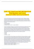 AAPC CPC Final Exam 2023-2024 Real Exam With Questions And Correct Answers(Verified Answers)| Garded A+