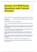 Domain VI-CPPB Exam Questions with Correct Answers 