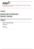 AQA  A-level DESIGN AND TECHNOLOGY: PRODUCT DESIGN  7552/1 Paper 1  Technical  Principles Mark scheme June 2023
